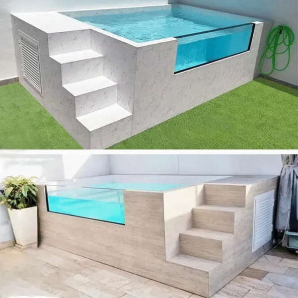 Family Size 6M 7M Garden Wpc Wooden Fiberglass Acrylic Window Adults Swim Spa Pool Swimming Outdoor Container above Ground Pool - Imagen 5
