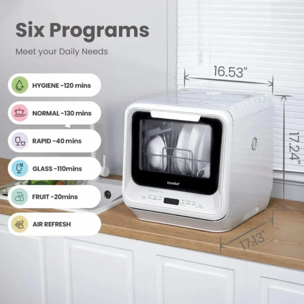 Tgbfportable Dishwasher with 5L Water Tank,No Hookup Needed,360° Dual Spray,192℉ High-Temp& Air-Dry Function,Dishwasher For,Ali - Imagen 5