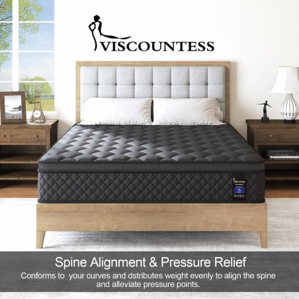 10"12"14" Twin Full Queen King Size Mattress in a Box Hybrid Spring Gel Memory Foam, Euro Top Mattresses Medium Firm for Motion Isolation, Edge Support, 100 Night Trial - Imagen 2