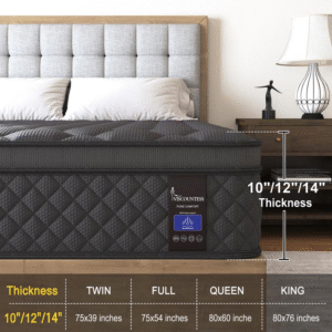 10"12"14" Twin Full Queen King Size Mattress in a Box Hybrid Spring Gel Memory Foam, Euro Top Mattresses Medium Firm for Motion Isolation, Edge Support, 100 Night Trial