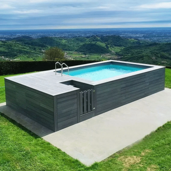 Family Size 6M 7M Garden Wpc Wooden Fiberglass Acrylic Window Adults Swim Spa Pool Swimming Outdoor Container above Ground Pool - Imagen 2
