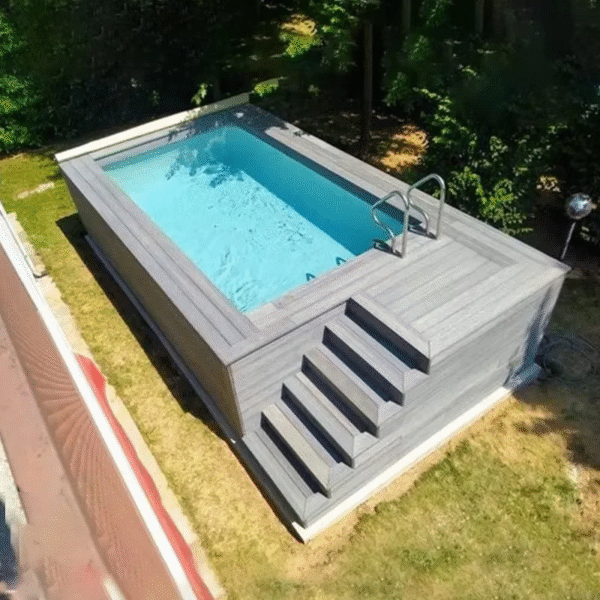 Family Size 6M 7M Garden Wpc Wooden Fiberglass Acrylic Window Adults Swim Spa Pool Swimming Outdoor Container above Ground Pool