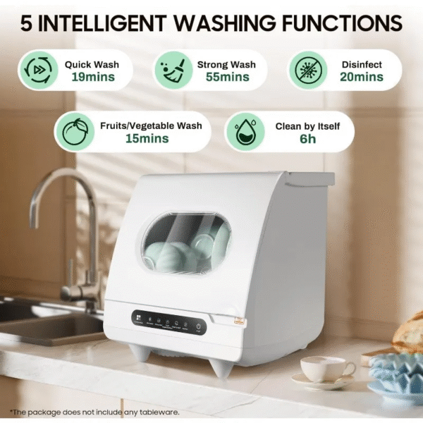 Portable Countertop Dishwasher, 5 Wash Programscountertop Dishwasher,1200 Watt Mini Countertop Dishwasher Tank Leak Proof Drying - Imagen 4