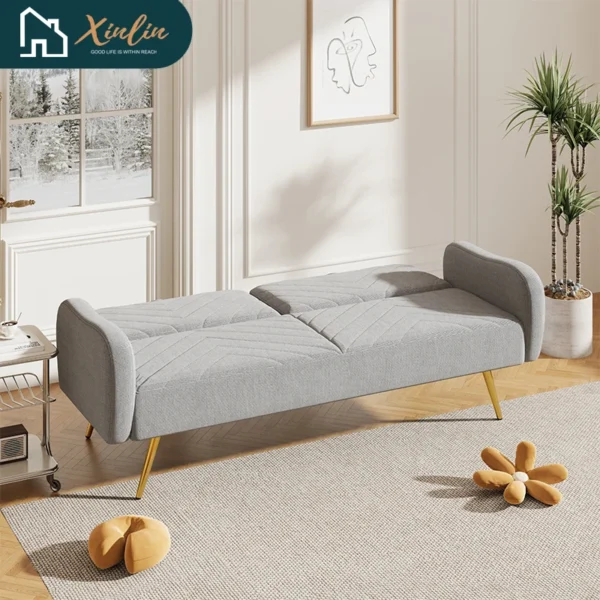 Modern Double Sofa Bed Expandable Backrest Two Throw Pillows Free Shipping USA Warehouse for Home Office Bedroom Application - Imagen 6