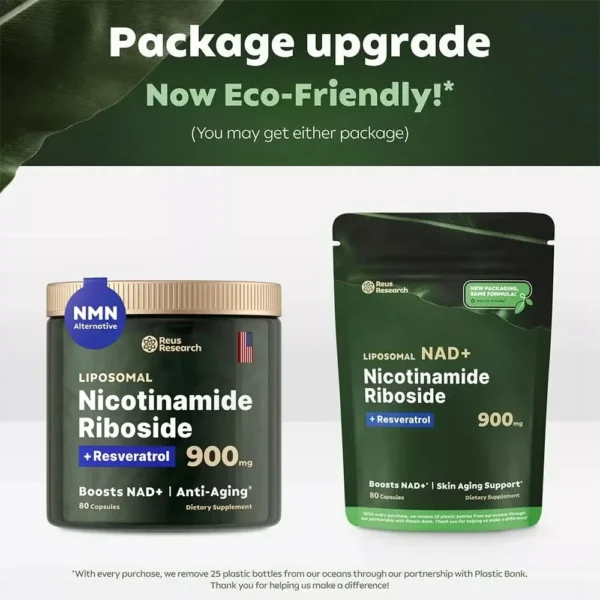 NAD + Booster 900 mg Suplemento antienvejecimiento con nicotinamida Riboside Resveratrol Envío gratis - Imagen 2