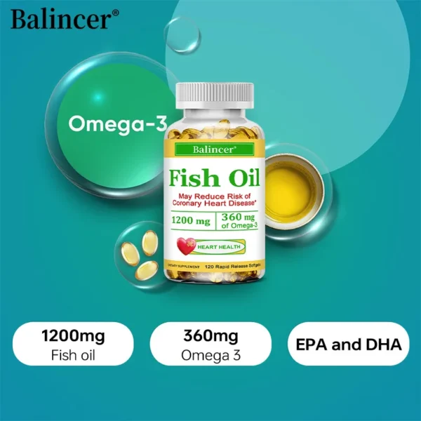 Fish Oil Softgels Omega 3 - with EPA and DHA for Heart, Eye, Brain and Cardiovascular Health, for Men and Women - Imagen 5