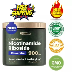 NAD + Booster 900 mg Suplemento antienvejecimiento con nicotinamida Riboside Resveratrol Envío gratis