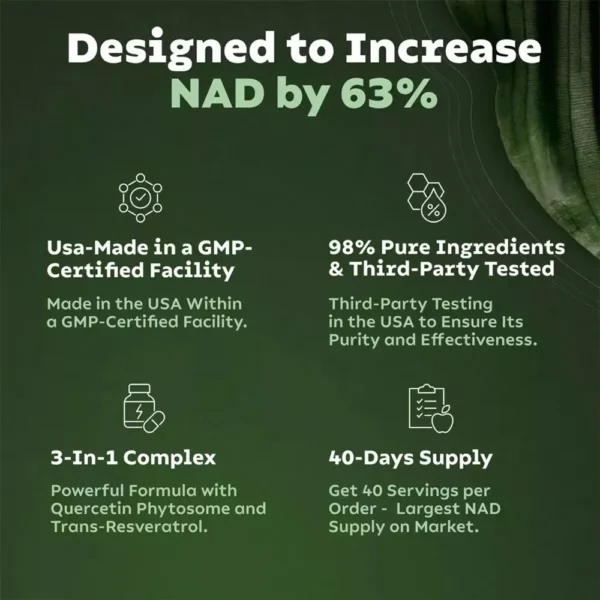 NAD + Booster 900 mg Suplemento antienvejecimiento con nicotinamida Riboside Resveratrol Envío gratis - Imagen 5