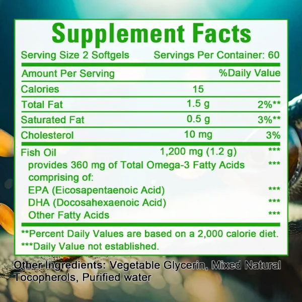 Fish Oil Softgels Omega 3 - with EPA and DHA for Heart, Eye, Brain and Cardiovascular Health, for Men and Women - Imagen 7