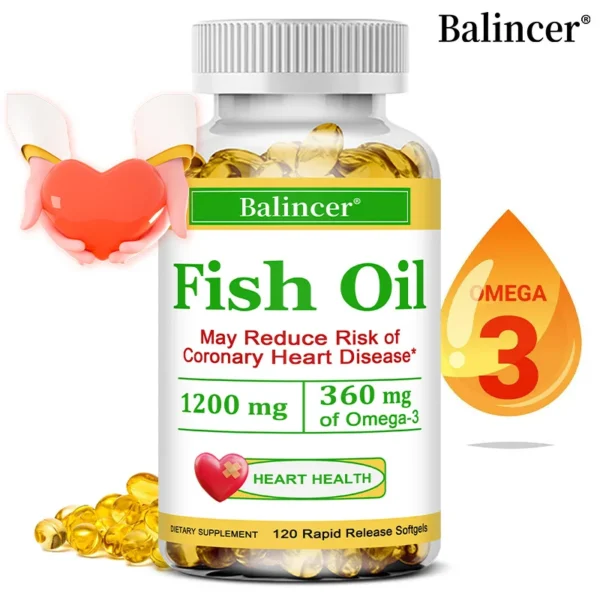 Fish Oil Softgels Omega 3 - with EPA and DHA for Heart, Eye, Brain and Cardiovascular Health, for Men and Women - Imagen 2