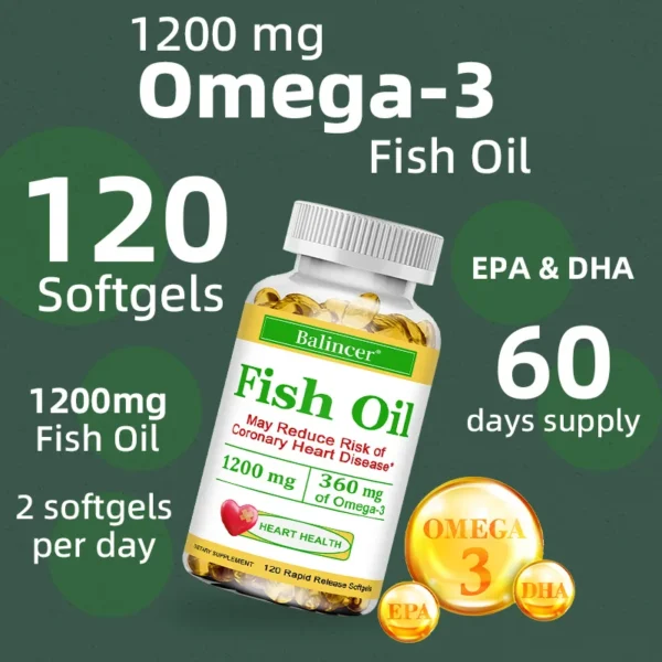 Fish Oil Softgels Omega 3 - with EPA and DHA for Heart, Eye, Brain and Cardiovascular Health, for Men and Women - Imagen 4