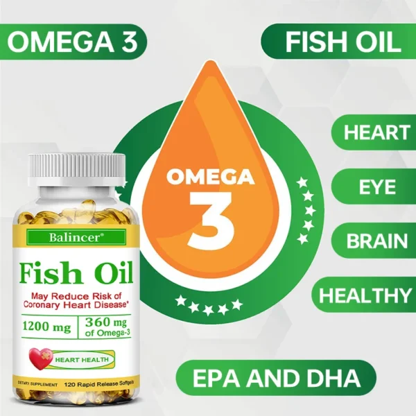 Fish Oil Softgels Omega 3 - with EPA and DHA for Heart, Eye, Brain and Cardiovascular Health, for Men and Women - Imagen 6