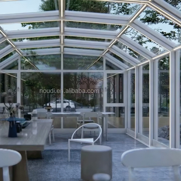 Nordi Outdoor Freestanding Aluminium Frame Structure Suroom Retractable Tempered Glass Swimming Pool Enclosure Triangle Cover - Imagen 4