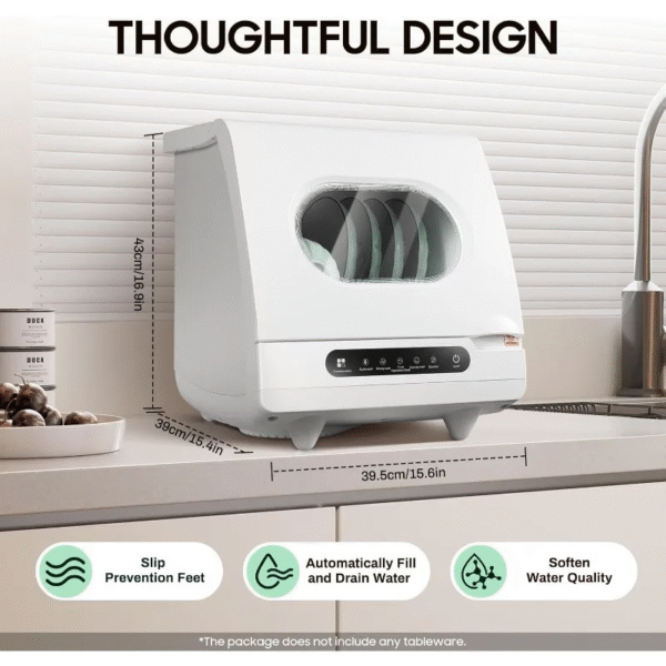 Portable Countertop Dishwasher, 5 Wash Programscountertop Dishwasher,1200 Watt Mini Countertop Dishwasher Tank Leak Proof Drying - Imagen 2