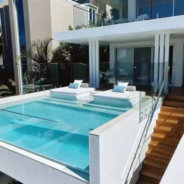 China Factory Hotel Clear Outdoor Fiberglass Frp Piscina Acrylic Pool Glass Wall Pool above Ground Swimming Pool Supplies - Imagen 4