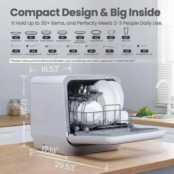 Tgbfportable Dishwasher with 5L Water Tank,No Hookup Needed,360° Dual Spray,192℉ High-Temp& Air-Dry Function,Dishwasher For,Ali - Imagen 4